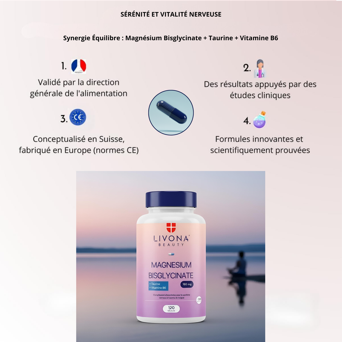 Magnésium Bisglycinate & Taurine 120 gélules