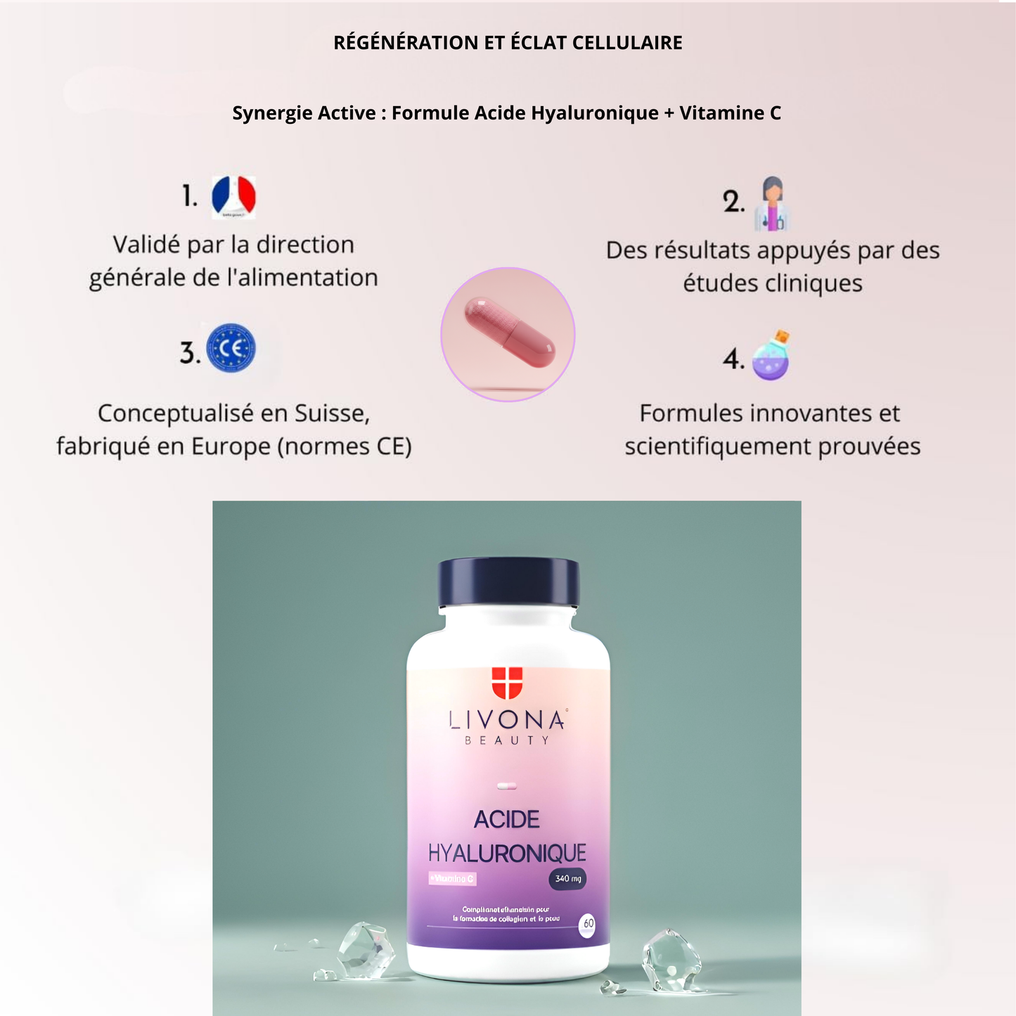 Acide Hyaluronique & Vitamine C 60 gélules