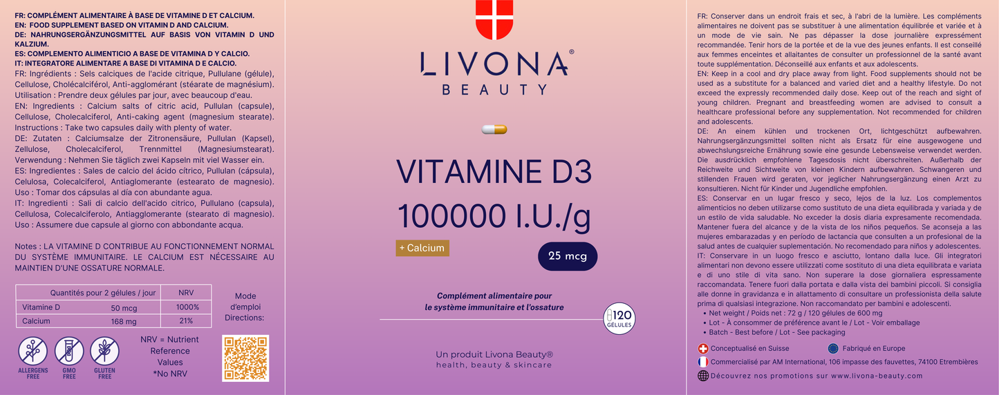Vitamine D3 & Calcium 2 000 UI